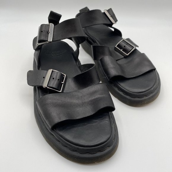 Dr. Marten's Gryphon Brando Sandals - Leather Buckle Flatform - Black Women US 9 - Picture 12 of 15